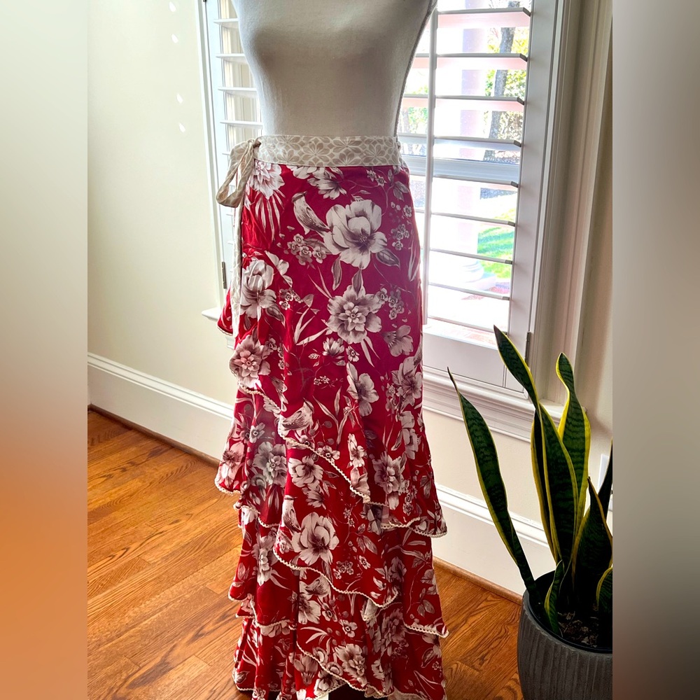 Anthropologie- Especia Ruffled Wrap Maxi Skirt